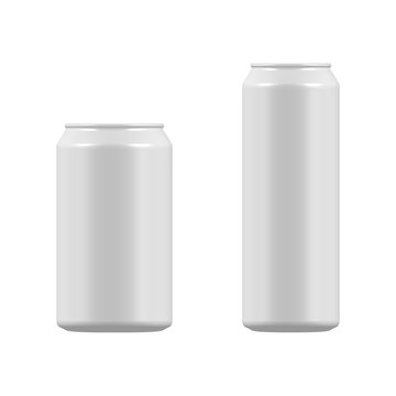 vector blank small and big aluminium soda can mock up isolated on white