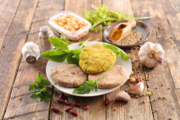homemade vegan burger with ingredients