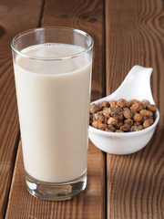 Horchata is a drink, made with the juice of tigernuts and sugar.  Native from Valencia – Spain, it is a refreshing drink, often accompanied with long thin buns called  fartons.