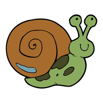 Snail cartoon illustration isolated on white background for children color book