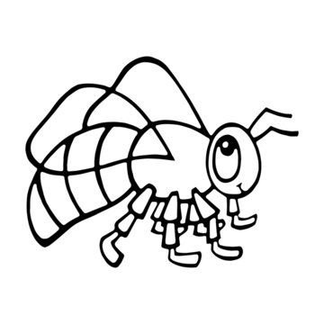 Wasp cartoon illustration isolated on white background for children color book