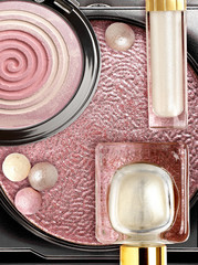 set of decorative cosmetics close-up