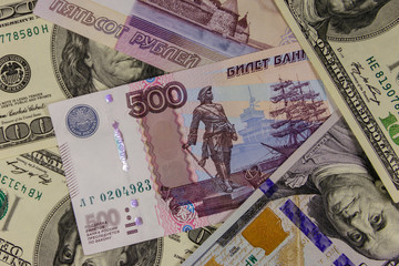 Background of the us dollars and russian rubles