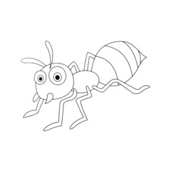 Ant cartoon illustration isolated on white background for children color book