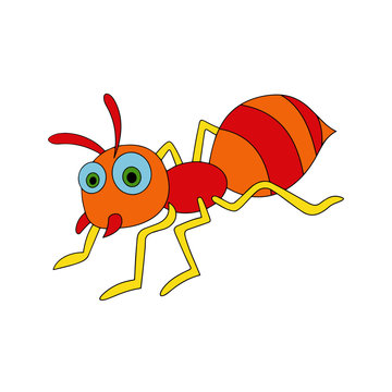 Ant cartoon illustration isolated on white background for children color book