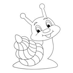 Snail cartoon illustration isolated on white background for children color book