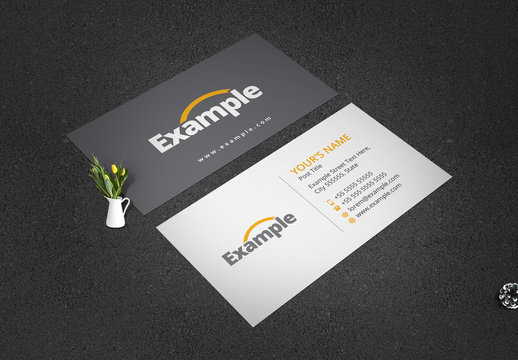 Business Card Layout with Yellow Accents
