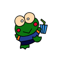 Frog cartoon illustration isolated on white background for children color book