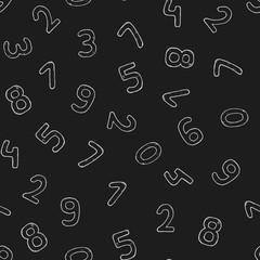 Vector seamless pattern of hand drawn numbers. Vector chalk numb
