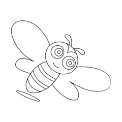 Bee cartoon illustration isolated on white background for children color book