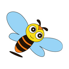 Bee cartoon illustration isolated on white background for children color book