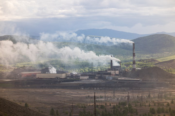 Metallurgical works with smoke. Industrial architecture