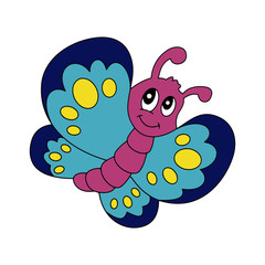 Butterfly cartoon illustration isolated on white background for children color book