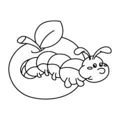 Caterpillar cartoon illustration isolated on white background for children color book