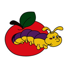 Caterpillar cartoon illustration isolated on white background for children color book