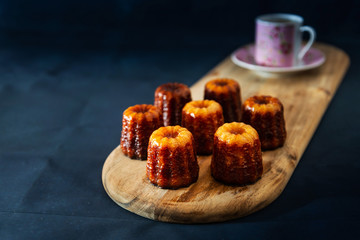 Canele is a small French pastry with rum and vanilla