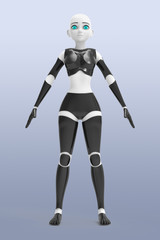 Robotic woman with real face