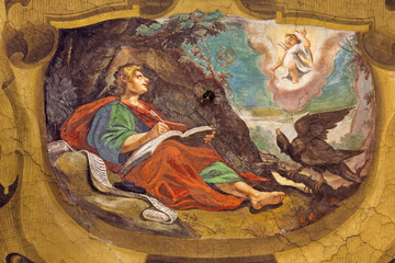 REGGIO EMILIA, ITALY - APRIL 13, 2018: The fresco of Vision of St. John the Evangelist on the...