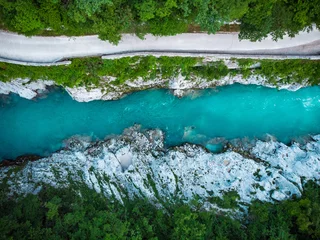 Gordijnen top down view over Soca river in Slovenia Triglav Park © marcin jucha