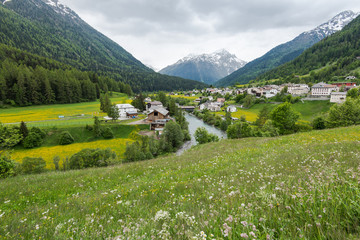 Village in valley in Switzerland at summer time © marcin jucha