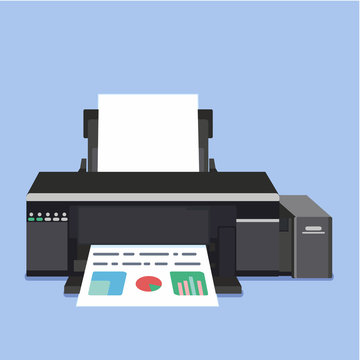 Office professional multifunction desktop printer. Isolated vector illustration