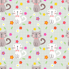 Cute cat seamless pattern