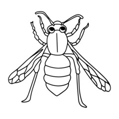 Wasp cartoon illustration isolated on white background for children color book