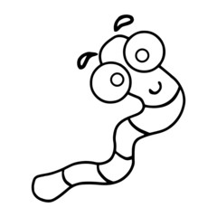Worm cartoon illustration isolated on white background for children color book