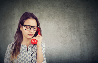 Upset girl having phone call