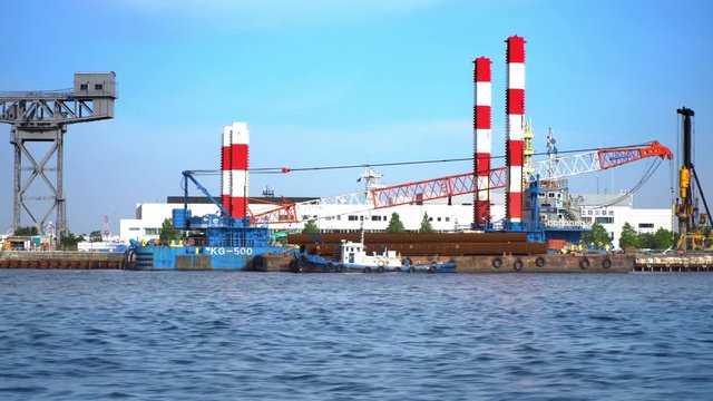 industrial port and shipping yard in Yokohama bay