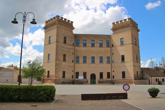 The castle Castello Estense della Mesola in Italy, in the region Po Delta del Po di Veneto. Erected in the 16th century. The castle should be a trade center, competiting to Venice. South Europe.