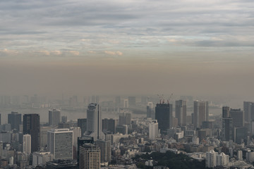 Naklejka na ściany i meble モヤに包まれる高層ビル群 Cityscapes of tokyo in Fog