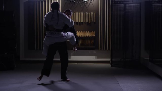 Two women sparring martial arts sport and fitness