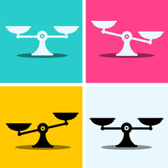 Scales Icons Set on Colorful Background. Vector Illustration. Scale Symbol.