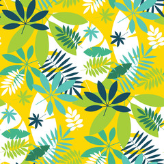 Fototapeta na wymiar Simple green tropical leaves design seamless pattern