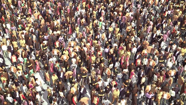 Depopulation. Declining support. The crowd goes out. Huge Anonymous Crowd of People. Zoom Out.