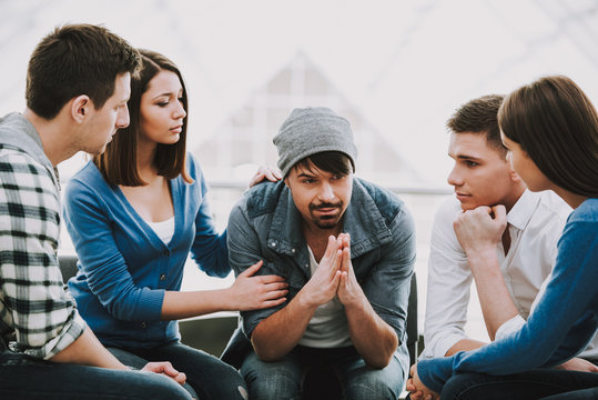 Circle Of Trust. Group Of People Sitting In Circle