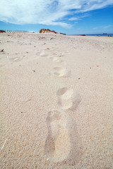 A footsteps on the beach in Portugal
