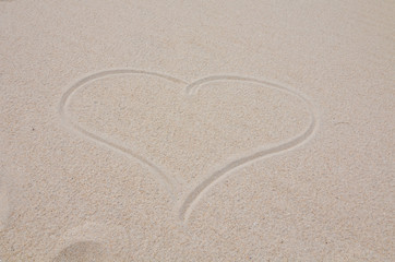 A draw of heart on the beach, Portugal