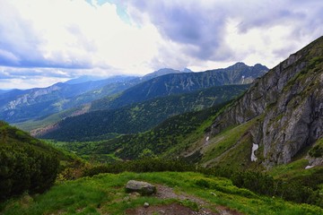 view of the High Tatras on the way to Giewont
