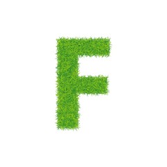 Green grass letter f on white background