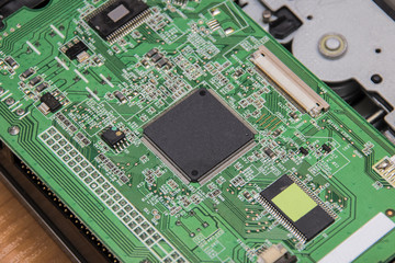 Green Printed circuit board close-up