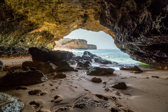 Cave beach in algarve, the south of Portugal