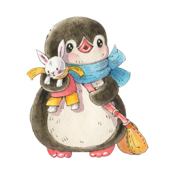  funny cartoon penguin