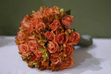 Bouquet of flowers at wedding ceremony