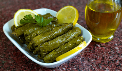 stuffed leaves and olive oil