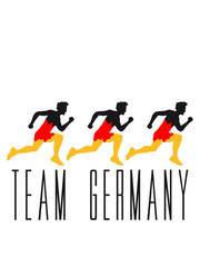rennen 3 freunde team crew rennen farben stürmer tor schießen deutschland fan feiern party ball muster flagge germany gewinner sieger