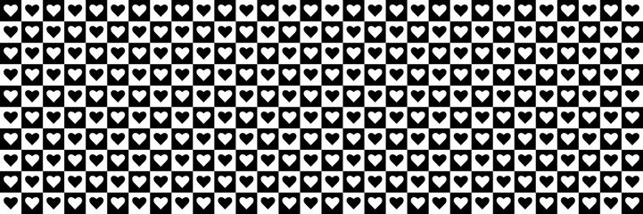horizontal black and white hearts for pattern and background,vector illustration