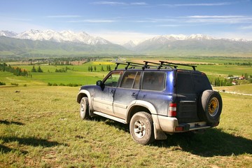 The route of  beautiful scenic in Bishkek  with the Tian Shan mountains of Kyrgyzstan
