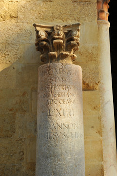 Roman miliary in the courtyard of the Mosque - Cathedral of Cordoba, Andalusia, Spain